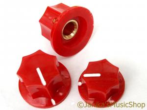 RED ELECTRIC JAZZ BASS GUITAR VOLUME AND TONE KNOBS SET
